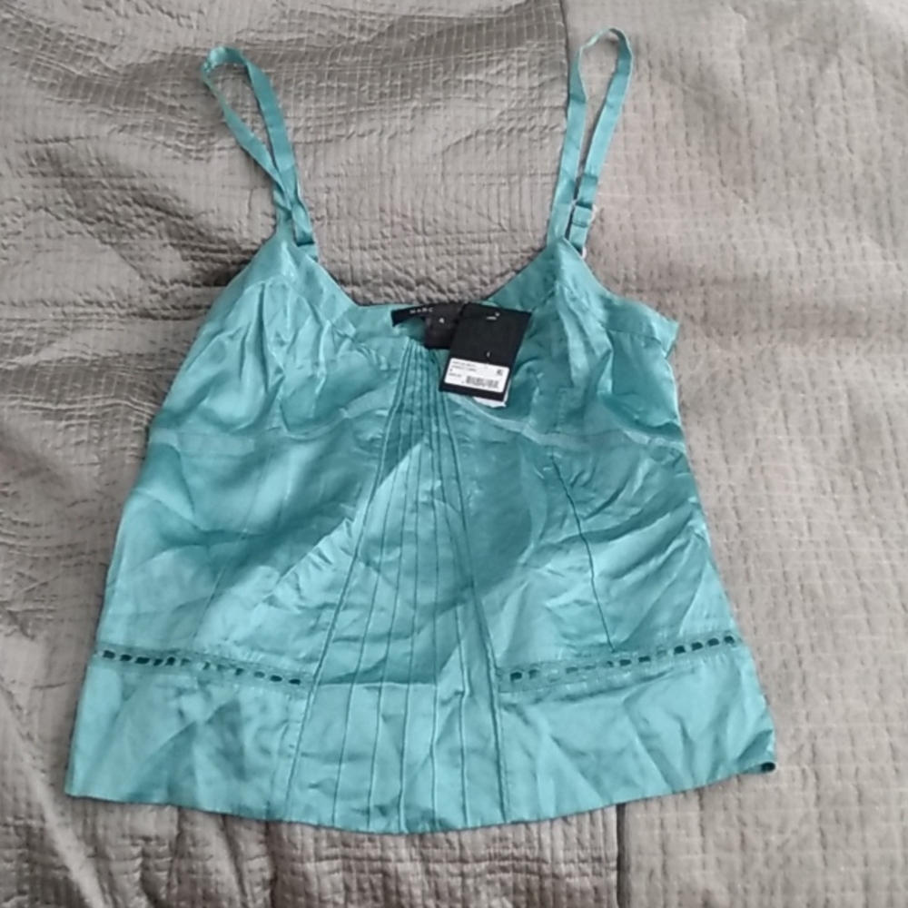 Turquoise Marc Jacobs Small silk tank top.